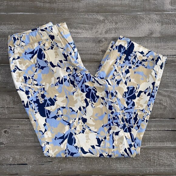 Geoffrey Beene Pants - Geoffrey Beene Cropped Pants Women’s Size 4 Stretch Floral Print Navy Tan